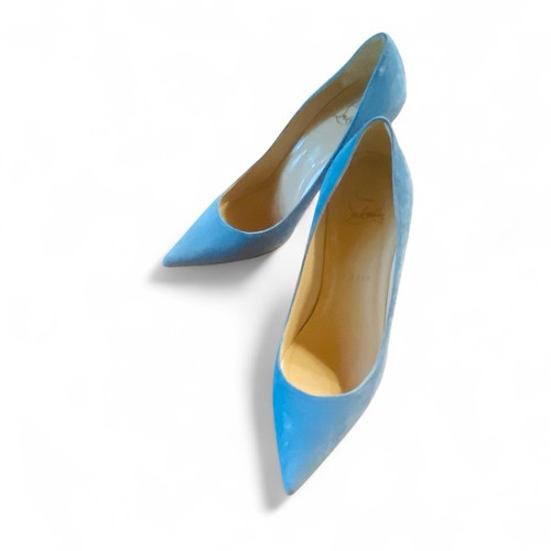 Christian Louboutin Talla 36 Mujer Punta Gamuza Azul Claro Tacón 3.3 pulgadas - Imagen 2 de 16