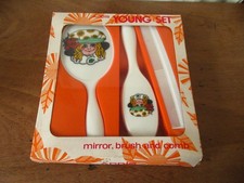 Vintage ADDIS GIRLS Hair Brush Mirror Comb Boxed Set UNUSED