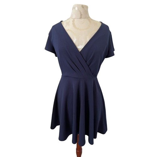 Vestido Trixxi Manga Corta Cuello en V Clásico Azul Marino Corto Línea A Pequeño - Imagen 1 de 6