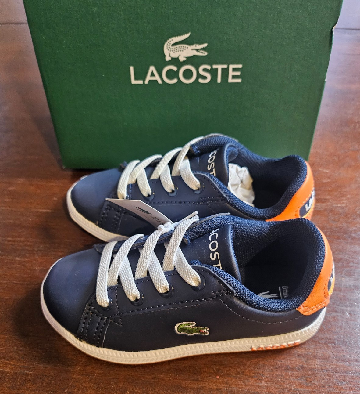 LACOSTE Graduate 222 Sneakers Navy White Size Infant 7 New in Box thumbnail 2