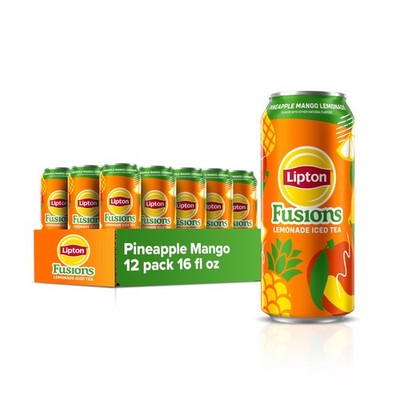 Lipton Fusions, Pineapple Mango Lemonade Iced Tea, 16 16 Fl Oz (Pack of 12)