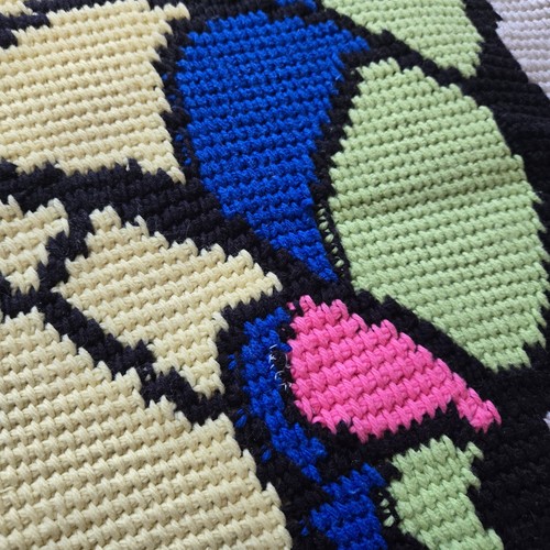 Coperta all'uncinetto afgana farfalla grafica vintage metà centesimo mod design farfalla 50x34 - Foto 3 di 7