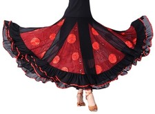 's Elegant Ballroom Dancing Latin Dance Salsa Tango Swing Skirt Red Size