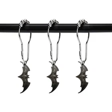 ZILucky12 Pcs Bats Shower Curtain Hooks Punk Style Stainless Steel Rustproof ...