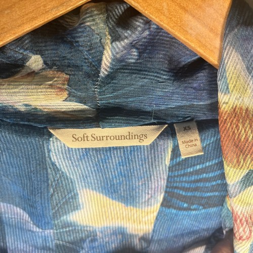 Soft Surroundings Cardigan Knit Open Front Blue Floral Draped Lagenlook XS - Picture 5 of 6