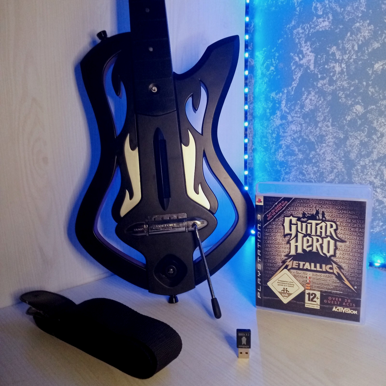 Chitarra Guitar Hero Warriors of Rock PS3 con Dongle originale + gioco Metallica