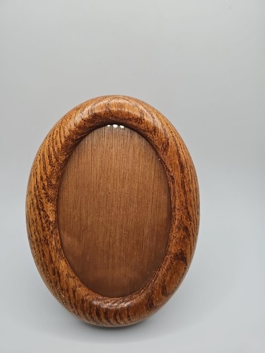 Vintage Oval Thick Oak Wood Picture Frame 3.5 X 5 in.