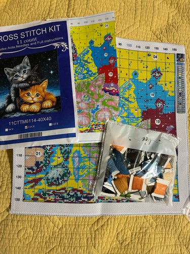 Kit punto croce Aida prestampato tre gattini pile - Foto 2 di 3