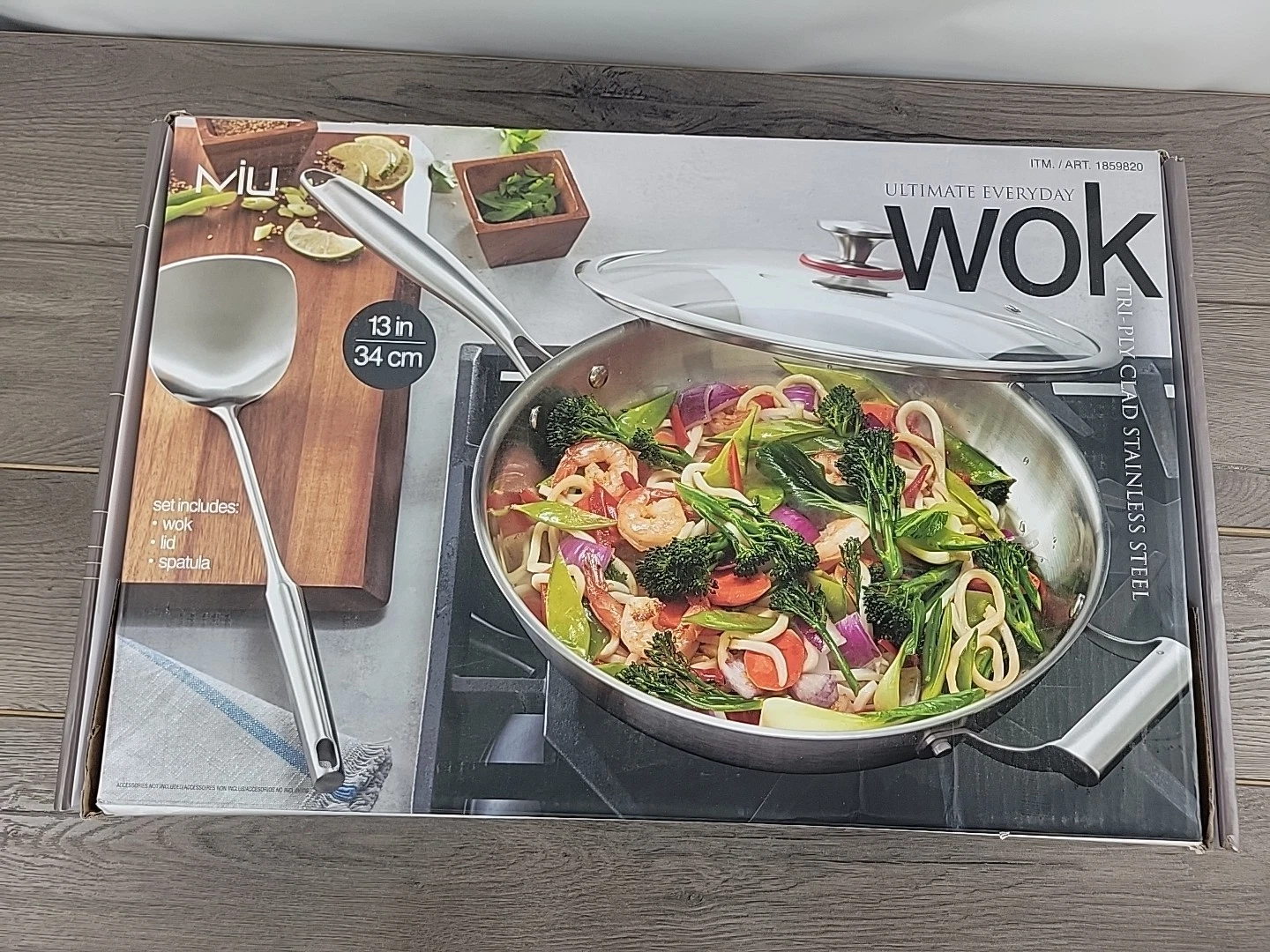 MIU - Wok 13in Tri-Ply Clad Stainless Steel w/ Lid & Spatula | Used