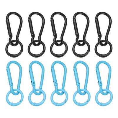 10Pcs Keychain Clips with O Rings, Black/Blue