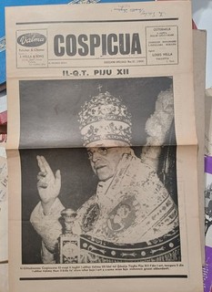 VERY RARE Malta Newspaper Cospicua Death of Pope Pius XII 1958
