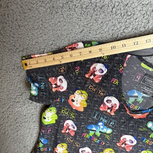 New Cherokee Modern Classic V Neck Grey Science Animals Small Women Scrub Top - Picture 8 of 9