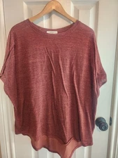 Umgee Women's Brownish Short Sleeve Boxy Top Size Large