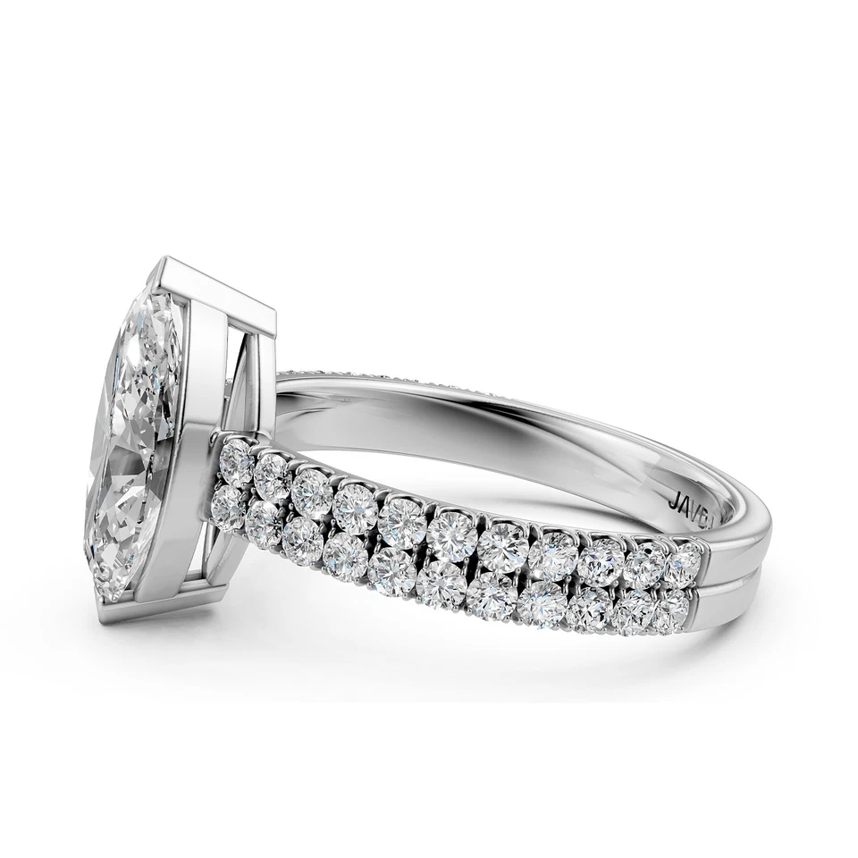 Anillo de compromiso francés corte marquesa pavé de diamantes certificado por GIA color G VS2 1 quilates Foto 2 de 3