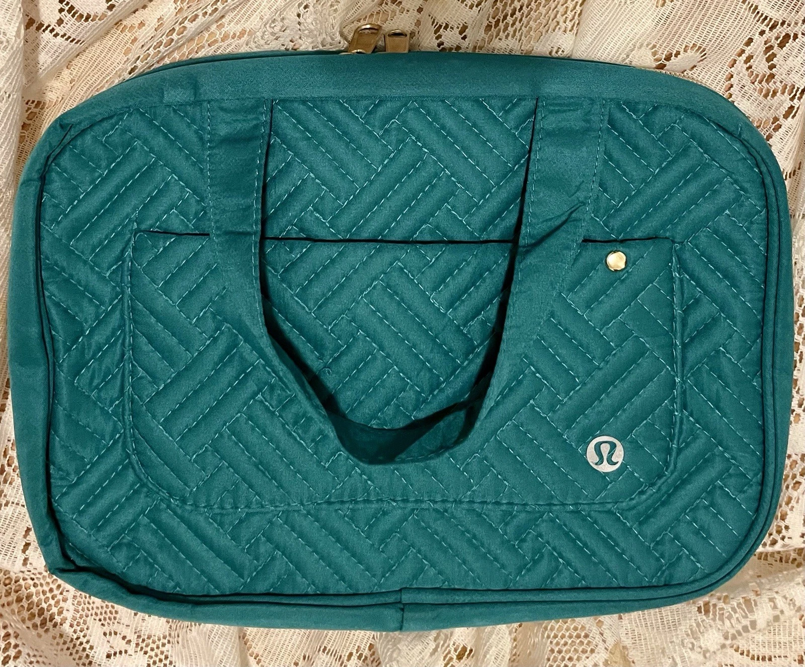 Emerald Green Lululemon Hanging Travel Toiletry Makeup Bag Cosmetic Organizer