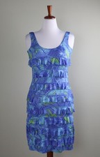 TANGO MANGO $89 Smooth Stretch Tiered Ruffle Leaf Print Tank Dress Size Small