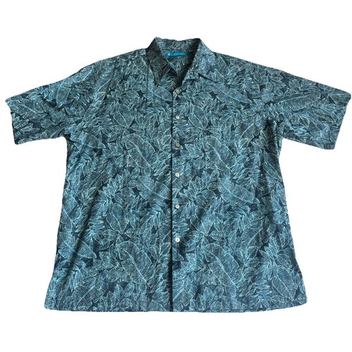 Tori Richard Hawaiihemd Herren Large blau geblümt 100% Baumwolle Button Down *EG*