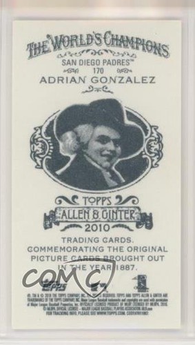2010 Topps Allen & Ginter's Mini Allen & Ginter Back Adrian Gonzalez #170 - Picture 2 of 4