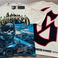 NEW Mens Tee Street Rock Godspeed Skeleton Racer print Short sleeve T-shirt