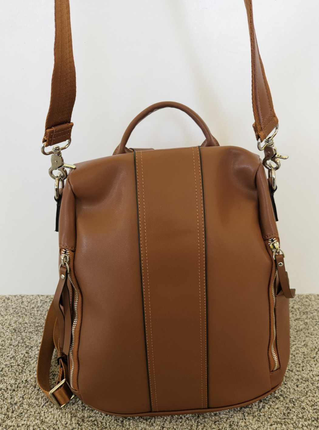 Brown Leather Backpack Purse Antitheft Soft Ladie… - image 2