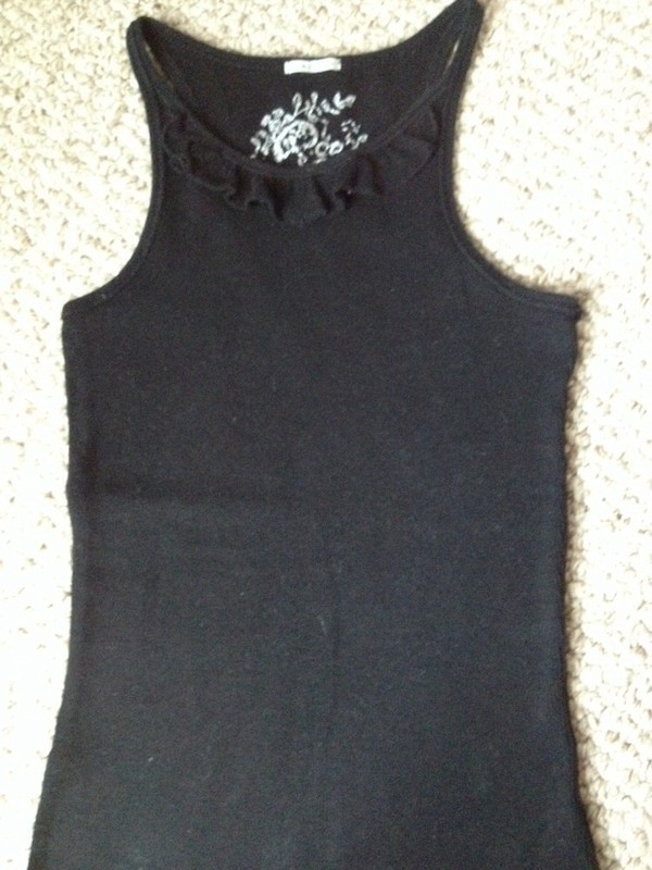 Poof Boutique Label Black Ribbed Stretch Racerback Tank Size 14 EUC
