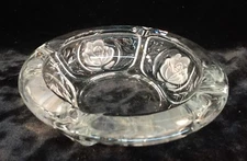 KIG Clear Glass Ashtray w/Frosted Roses