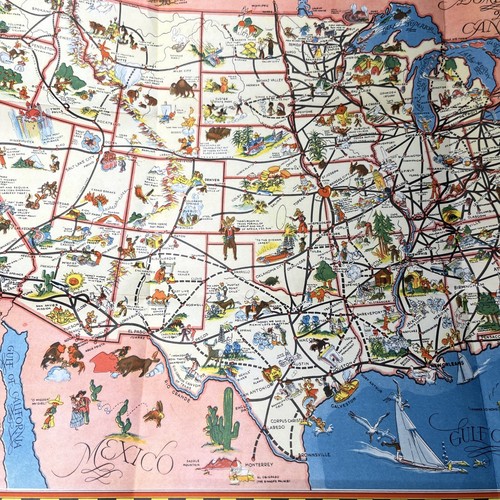 VINTAGE 1930'S GREYHOUND BUS LITHOGRAPH MAP OF U.S BEAUTIFUL RARE! PERFECT COND! - Picture 5 of 13