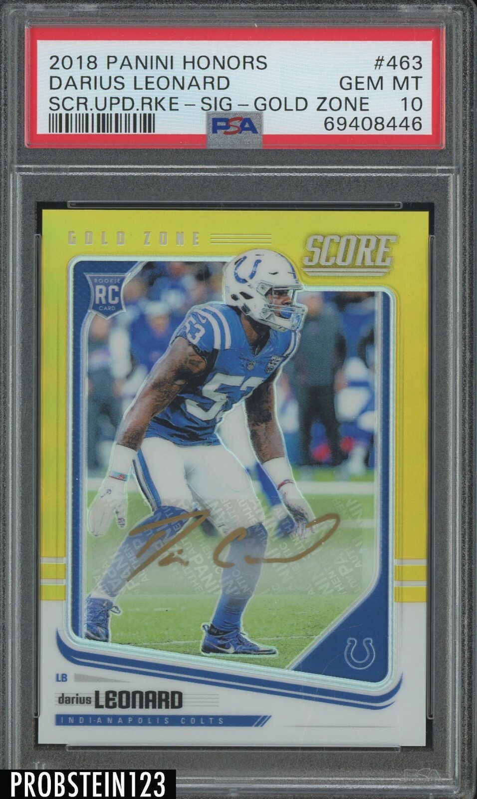 Darius Leonard Panini Honors Score Update Rookies #463 Gold Zone