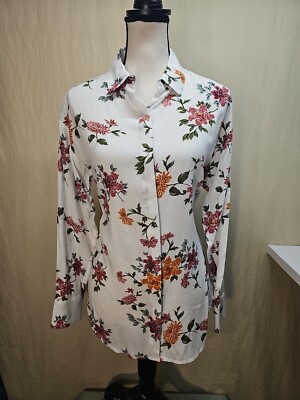 Philosophy Floral Button down Blouse Shirt Long Sleeve Women's Size Small NWT 
