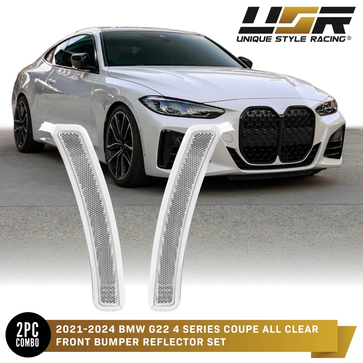 Euro CLEAR Front Bumper Reflector Side Marker Light For 2021-24