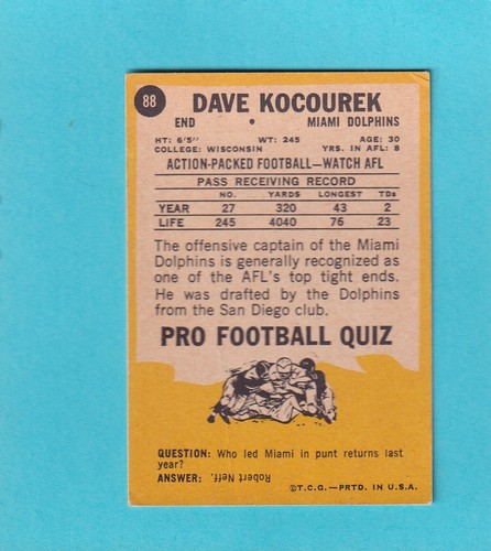 1967 Topps Football (#2-131) - Pick A Card, VG-MT condition - 第 90/114 張圖片
