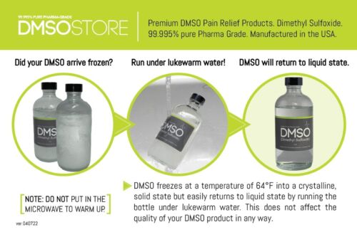 DMSO 8 oz. 2 botellas de vidrio especiales sin diluir 99,995% bajo olor sulfóxido de dimetilo - Imagen 3 de 6