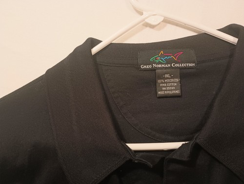 Polo Greg Norman Golf Manica Corta Collard, Taglia X Large, Colore Nero, Cotone Pima