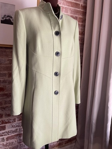 New! TAHARI Arthur S. Levine Green Long Blazer Jacket Button Front Size 12  $320 - Picture 4 of 9