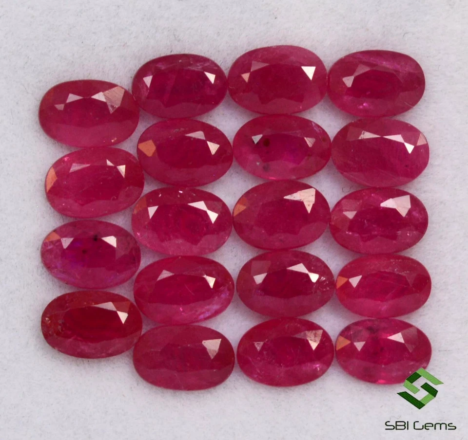 6x4 mm Natural Ruby Oval Cut Lot 20 Pcs 11.04 Cts Calibrated Loose Gemstones - Image 3 of 4