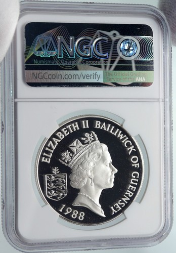 1988 GUERNSEY Island KING WILLIAM II 1087-1100 Proof Silver 2Pnd Coin NGC i85815 - Picture 4 of 5