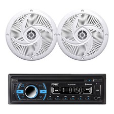 Pyle PLCD43BTM Marine Bluetooth CD Receiver, 2x 5.25" 180W Boat White Speakers