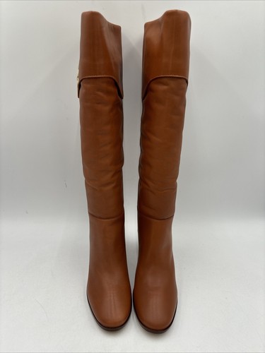 NWB AREZZO Vivian Caramel Leather Round Toe Side Zip Knee High Boots, Size 7B - Picture 4 of 9