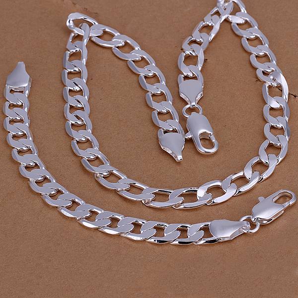 Le 925 Sterling Silver Men 12mm Chain Necklace Bracelet Jewelry Le 925 Sterling Silver Men 12mm Chain Necklace Bracelet Jewelry Set S100 Ebay