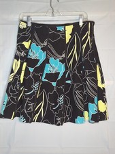 Uniform John Paul Richard Black Floral Sz 8 Pleated Mini Flare Skirt Flirty
