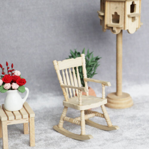Imitation Wooden Rocking Chair Mini House Accessories Furniture Ornament