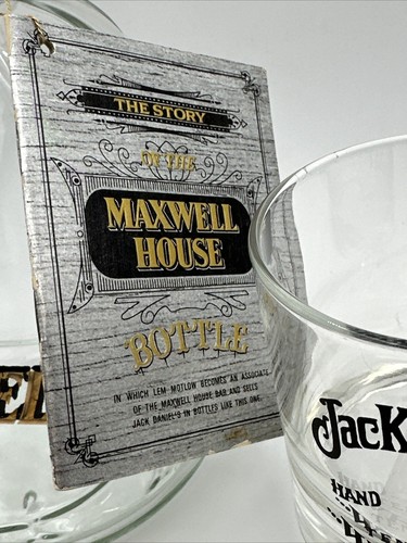Jack Daniels Old No. 7 Whiskey Maxwell House Decanter 4 Lowball Glasses Vtg 1970 - Picture 3 of 24