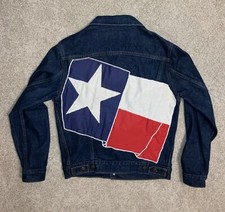 Vtg Levi’s Denim Truckers Rare Texas Flag Jacket, Size 38R, USA Made, 70506-0216