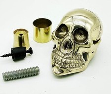 Halloween Solid Brass Skull Head Handle w/Pipe Stud for Wood Walking Stick Cane
