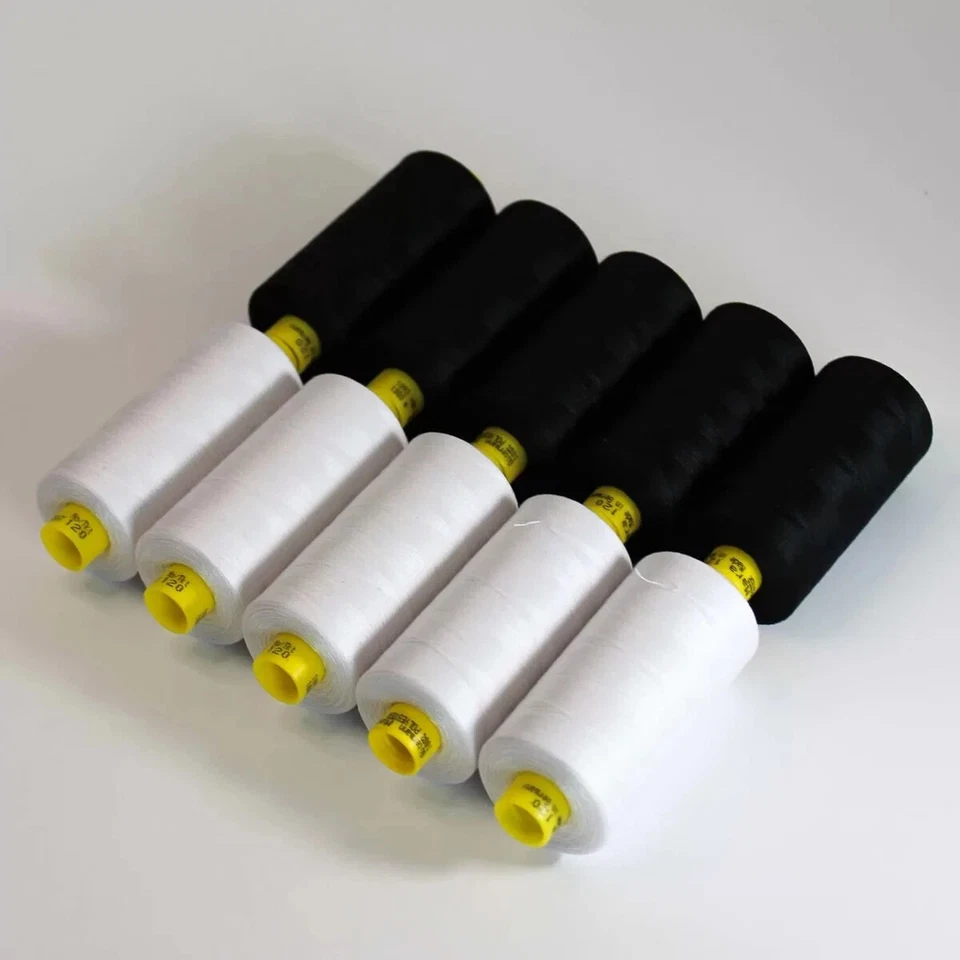 Gutermann Mara 120 Sewing Machine Polyester Thread – Black and White Set of 10 - Image 3 of 3