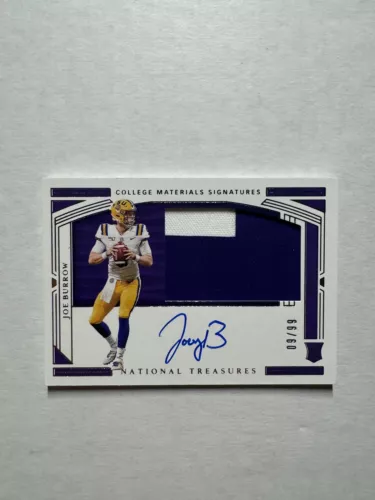 2020 Panini National Treasures #102 Joe Burrow Rookie Patch Auto JSY #09/99 1/1