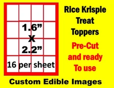 Custom Edible images for Rice krispies. Edible Pre Cut Stickers.