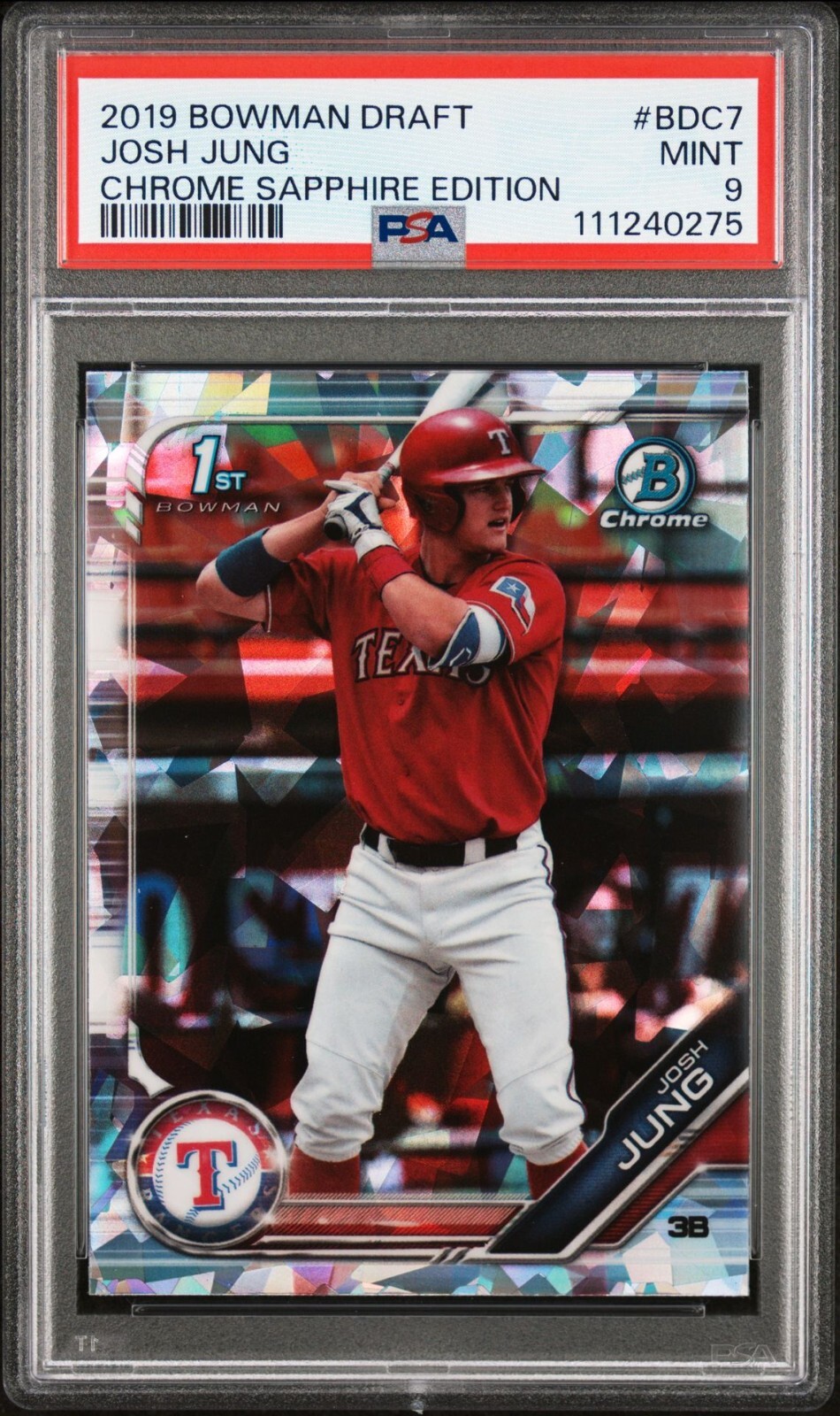 2019 Bowman Draft Chrome Sapphire Josh Jung BDC7 - PSA 9 MINT