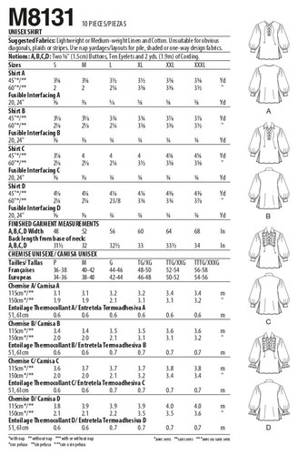 PATRÓN DE COSTURA Hombres Mujeres Camisa Top Pirata Medieval Cordones Halloween Disfraz 8131 - Imagen 3 de 3