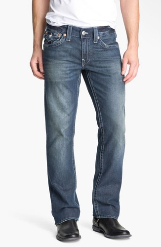 NWT TRUE RELIGION Mens Ricky Natural Straight Leg Jeans Size 38 Surfer Dark Wash - Imagen 2 de 12